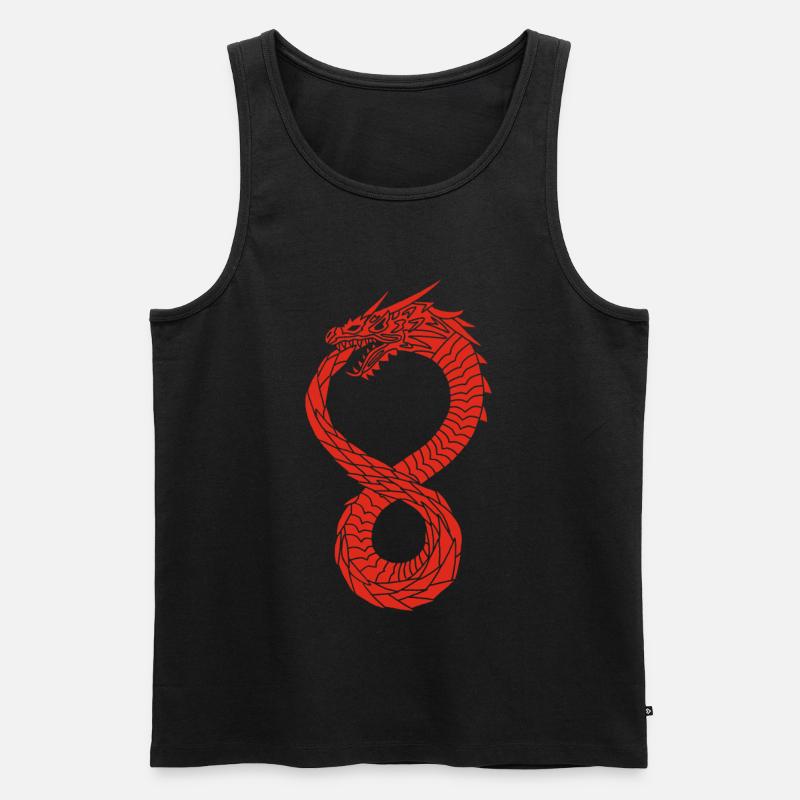 Roter unendlicher Drache - Männer Premium Bio Tank Top - Schwarz