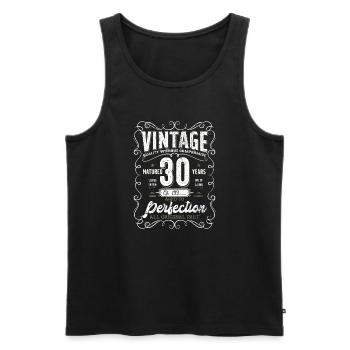 Typographie vintage du 30e anniversaire - Débardeur bio Premium Homme - noir - Devant - Michal (187cm)