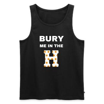 bury me in the H Houston 43 with blue text - Men's Premium Organic Tank Top - black - Front - Michal (187cm)