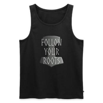 Mjölnir Donar Hammer Thor - Follow your Roots grau - Männer Premium Bio Tank Top - Schwarz - Vorne - Michal (187cm)