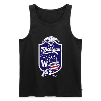 Michigan Wrestling - Men's Premium Organic Tank Top - black - Front - AI Model Male 178 light (178cm)