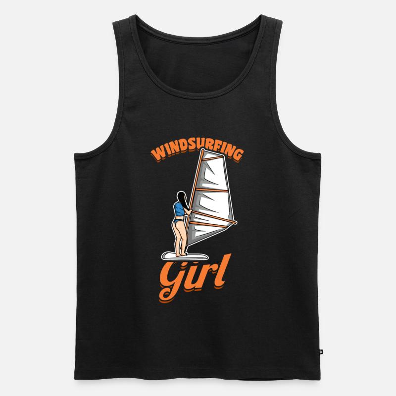 Mädchen Windsurferin - Männer Premium Bio Tank Top - Schwarz