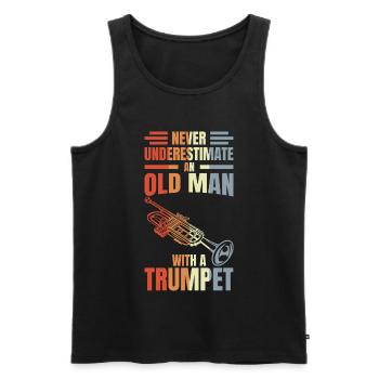 Drôle de trompette grand-père - Débardeur bio Premium Homme - noir - Devant - Michal (187cm)