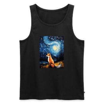 fuchs, Sternennacht, Van Gogh, Style - Männer Premium Bio Tank Top - Schwarz - Vorne - AI Model Male 178 light (178cm)