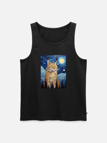luchs, van gogh, sternennacht, tier - Männer Premium Bio Tank Top - Schwarz