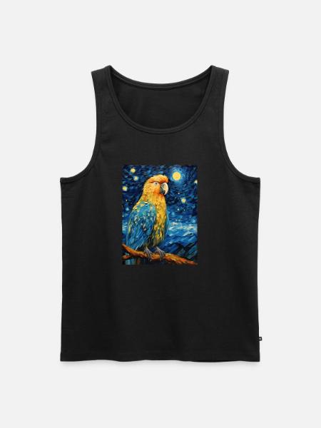 papegøye, van gogh, stjerneklar natt, dyr, fugl - Premium økologisk Tanktop for menn - svart