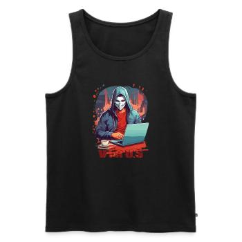 Anonymous Hacker - Männer Premium Bio Tank Top - Schwarz - Vorne - AI Model Male 178 light (178cm)