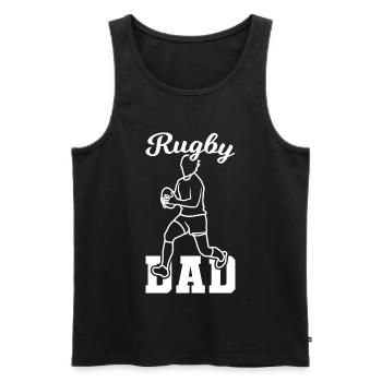 Rugby Papa - Männer Premium Bio Tank Top - Schwarz - Vorne - AI Model Male 178 light (178cm)