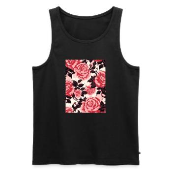 Rose, Muster, blume, pastel, floral - Männer Premium Bio Tank Top - Schwarz - Vorne - AI Model Male 178 light (178cm)