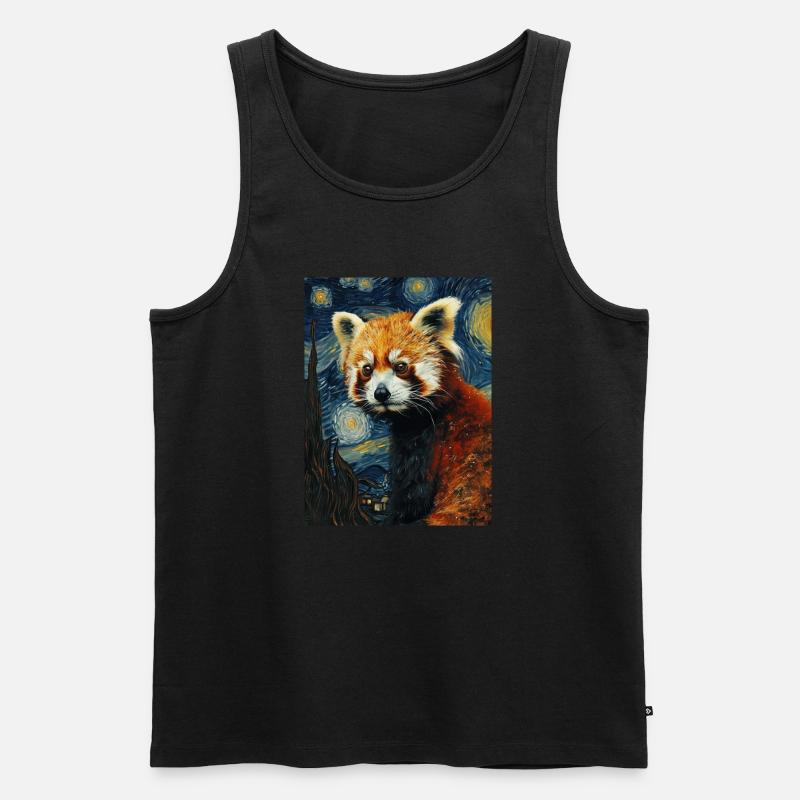 roter panda, van gogh, style - Männer Premium Bio Tank Top - Schwarz
