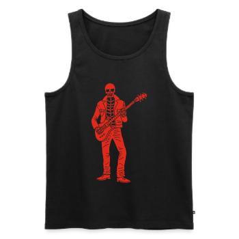 Guitarist Skeleton (Red) - Men's Premium Organic Tank Top - black - Front - AI Model Male 178 light (178cm)
