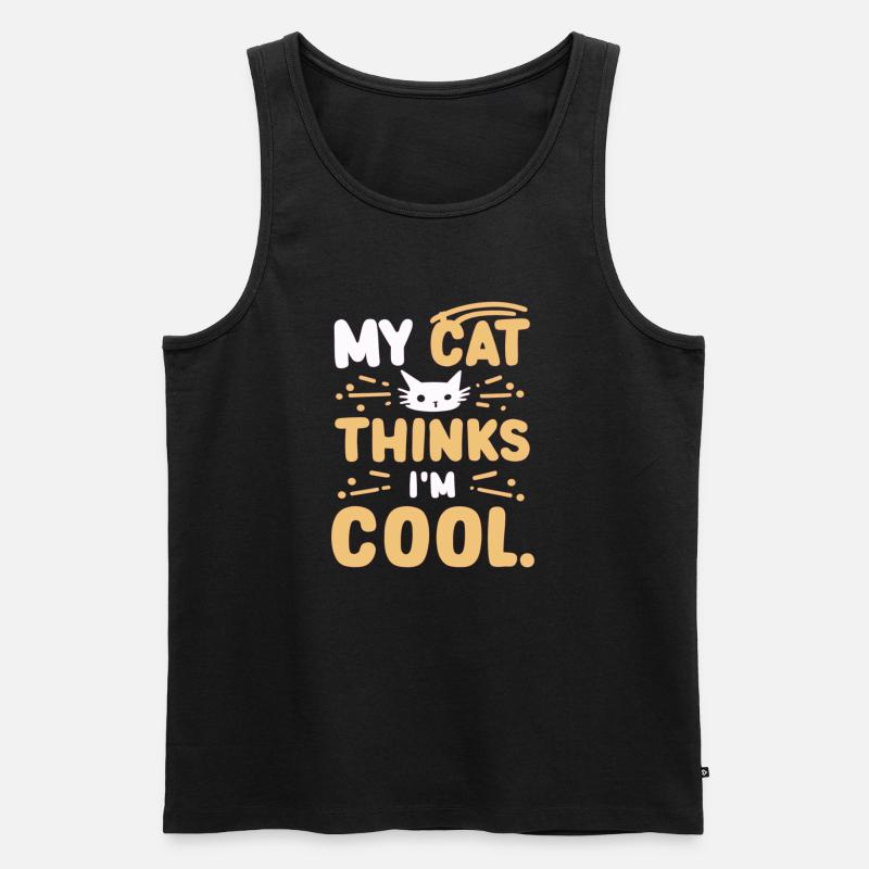 My cat thinks i am cool - Männer Premium Bio Tank Top - Schwarz