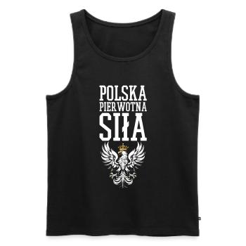 Force élémentaire polonaise Polska Pologne Aigle cadeau - Débardeur bio Premium Homme - noir - Devant - Michal (187cm)