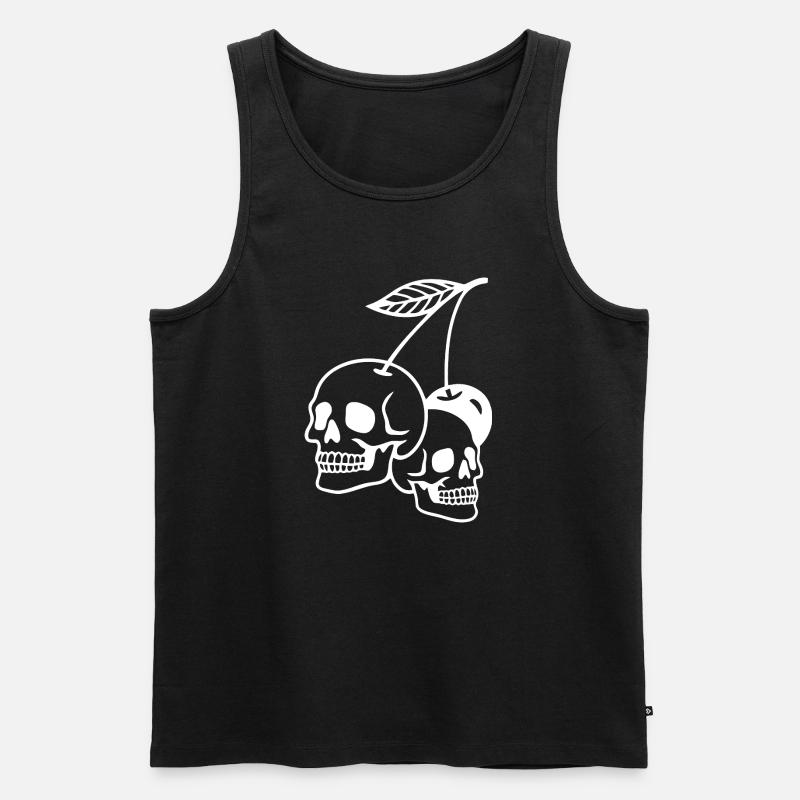 Kirsche Schädel Kunst Illustration - Männer Premium Bio Tank Top - Schwarz