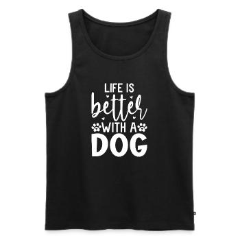 La vie est meilleure avec un design de citation pour chien - Débardeur bio Premium Homme - noir - Devant - AI Model Male 178 light (178cm)