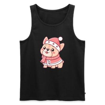 Rosa Welpen-Winter-Chic - Männer Premium Bio Tank Top - Schwarz - Vorne - AI Model Male 178 light (178cm)