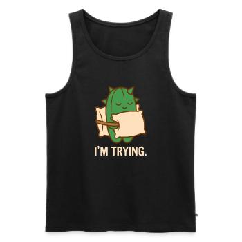 Prickly But Trying - Men's Premium Organic Tank Top - black - Front - AI Model Male 178 light (178cm)
