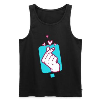 Kpop Doigt coréen en forme de cœur mignon Coréen Pop Amour - Débardeur bio Premium Homme - noir - Devant - AI Model Male 178 light (178cm)
