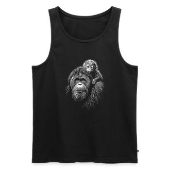 Orangutan Mutter mit Jungem Silhouette - Männer Premium Bio Tank Top - Schwarz - Vorne - Michal (187cm)