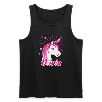 Olivia Einhorn, Mädchenname - Männer Premium Bio Tank Top - Schwarz - Vorne - AI Model Male 178 light (178cm)