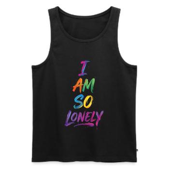 I Am So Lonely Say Colorful Text Painting Print - Men's Premium Organic Tank Top - black - Front - AI Model Male 178 light (178cm)