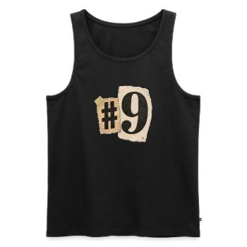 Number Nine Collage Typography - Men's Premium Organic Tank Top - black - Front - Michal (187cm)