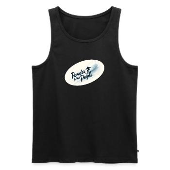 Powder to the People – Snowboard & Powder - Männer Premium Bio Tank Top - Schwarz - Vorne - AI Model Male 178 light (178cm)