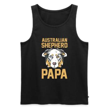 Hund Australian Shepherd Papa - Männer Premium Bio Tank Top - Schwarz - Vorne - Michal (187cm)