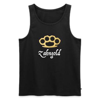 Zahngold | Schlagring, Polizei, lustige Sprüche - Männer Premium Bio Tank Top - Schwarz - Vorne - Michal (187cm)