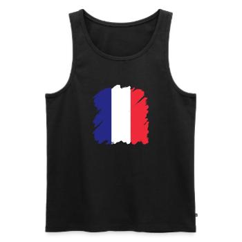 Drapeau de la France Look en détresse Drapeau français - Débardeur bio Premium Homme - noir - Devant - AI Model Male 178 light (178cm)