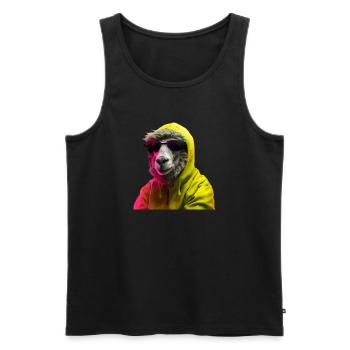 Schaf mit Sonnenbrille Bunt Coole Schaf Waldtier - Männer Premium Bio Tank Top - Schwarz - Vorne - AI Model Male 178 light (178cm)