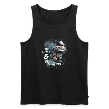 hippo love - Männer Premium Bio Tank Top - Schwarz - Vorne - AI Model Male 178 light (178cm)