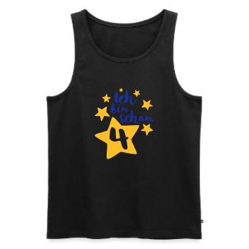 Ich bin schon Vier! - Männer Premium Bio Tank Top - Schwarz - Vorne - Michal (187cm)