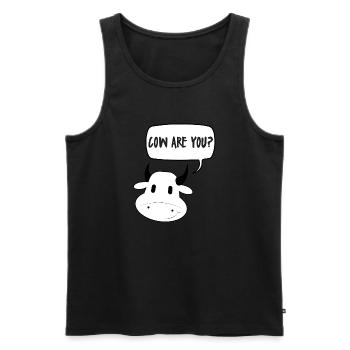 Vache / ferme: vache Vous êtes? - Débardeur bio Premium Homme - noir - Devant - Michal (187cm)