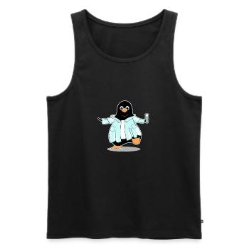 Penguin comic scientist chimie biologie - Débardeur bio Premium Homme - noir - Devant - Michal (187cm)