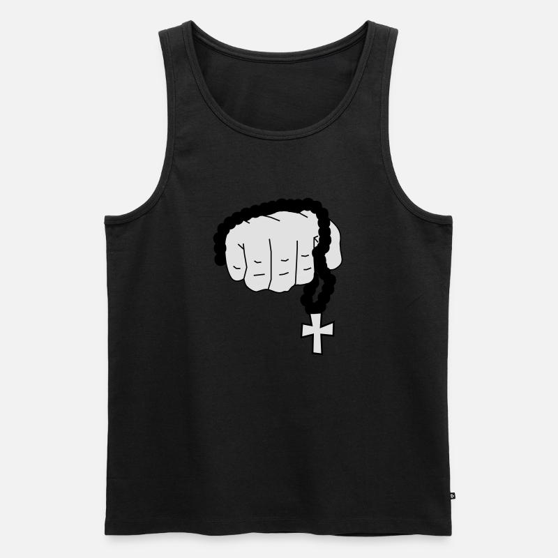 faust_mit_rosenkranz - Männer Premium Bio Tank Top - Schwarz