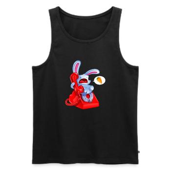 lapin qui téléphone.png - Débardeur bio Premium Homme - noir - Devant - Michal (187cm)