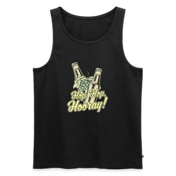 Craft Beer T-Shirt Hop, Hop, Hooray! - Männer Premium Bio Tank Top - Schwarz - Vorne - Michal (187cm)