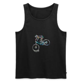 Mountainbike MTB bergab - Männer Premium Bio Tank Top - Schwarz - Vorne - AI Model Male 178 light (178cm)