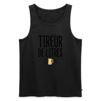 Tireur de litres cadeau humour alcool bière homme - Débardeur bio Premium Homme - noir - Devant - Michal (187cm)