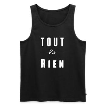 tout va rien - Débardeur bio Premium Homme - noir - Devant - AI Model Male 178 light (178cm)
