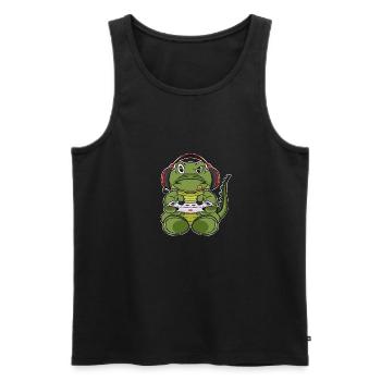 Crocodile With Gaming Controller I Funny Gaming I - Männer Premium Bio Tank Top - Schwarz - Vorne - AI Model Male 178 light (178cm)