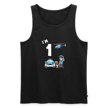 1 Geburtstag Polizei Shirt - 1 Jahr alter Polizist - Männer Premium Bio Tank Top - Schwarz - Vorne - Michal (187cm)