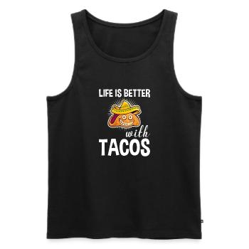 La vie est meilleure avec les tacos - Débardeur bio Premium Homme - noir - Devant - Michal (187cm)