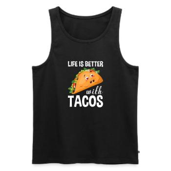La vie est meilleure avec les tacos - Débardeur bio Premium Homme - noir - Devant - Michal (187cm)