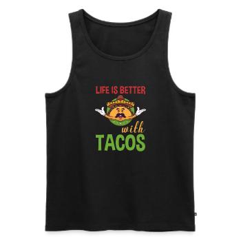 La vie est meilleure avec les tacos - Débardeur bio Premium Homme - noir - Devant - Michal (187cm)