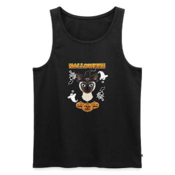 Siamese Cat Lover I Happy Halloween - Männer Premium Bio Tank Top - Schwarz - Vorne - AI Model Male 178 light (178cm)