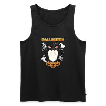 Turkish Angora Cat Lover I Happy Halloween - Men's Premium Organic Tank Top - black - Front - AI Model Male 178 light (178cm)