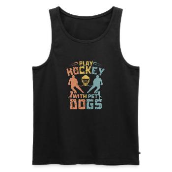 Play Hockey With Pet Dogs - Men's Premium Organic Tank Top - black - Front - Michal (187cm)