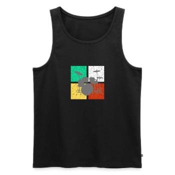 Schlagzeug Schlagzeuger Vintage Retro Drum Set Trendige Musik - Männer Premium Bio Tank Top - Schwarz - Vorne - Michal (187cm)
